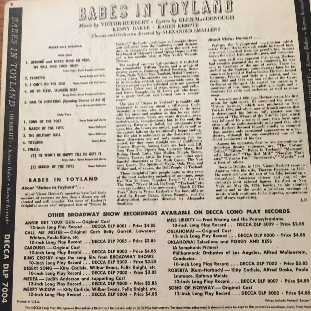 Vintage Decca Record Babes in Toyland - Picture 3 of 6
